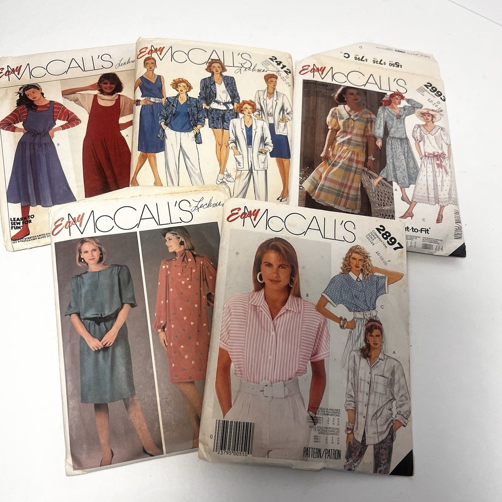 VTG RETRO 80s 90s MCCALL'S WOMEN'S SEWING PATTERNS Lot Of 5 Sz M to XL As Is